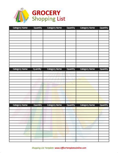 7 Free Shopping List Templates For Ms Word And Excel