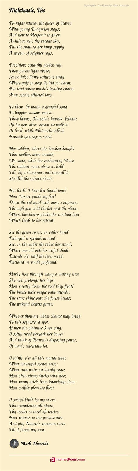 Nightingale The Poem By Mark Akenside