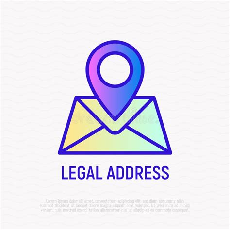 Legal Business Address Thin Line Icon Pointer In Envelope Modern