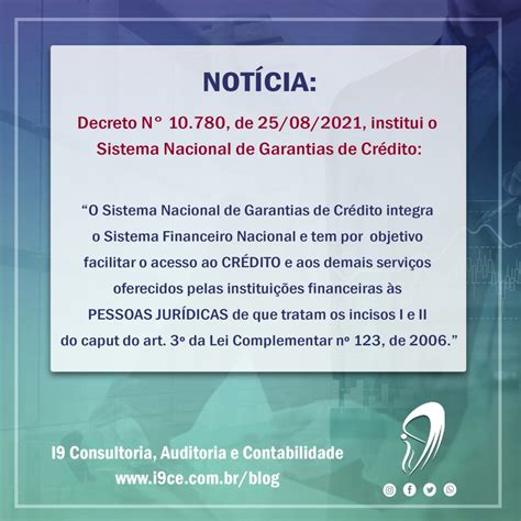 Notícia Decreto Nº 10780 Institui O Sistema Nacional De Garantias De Crédito I9