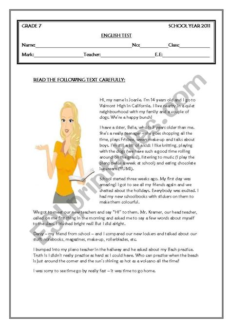 English Grammar Worksheets For Grade 7 With Answers English