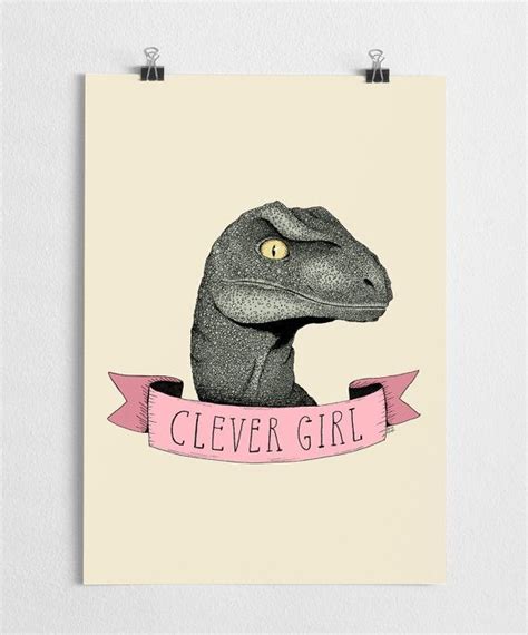 Clever Girl Art Print Dinosaur Illustration Jurassic Park Poster