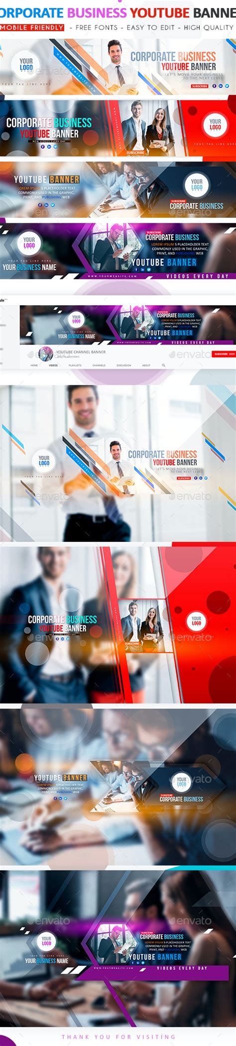 Corporate Business Youtube Banner Web Elements Graphicriver