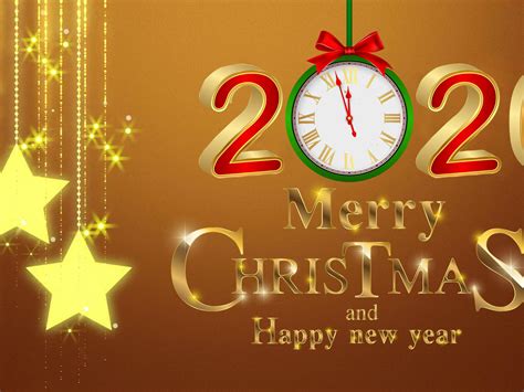 Free Download Merry Christmas And Happy New Year 2020 Gold 4k Ultra Hd