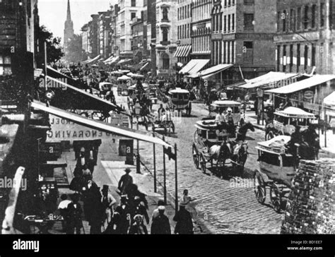 New York In 1870 Broadway At Duane Street Stock Photo Alamy