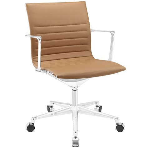 Set your preferred height for maximum productivity. Modway Vi Mid Back Faux Leather Office Chair in Tan MY-EEI ...