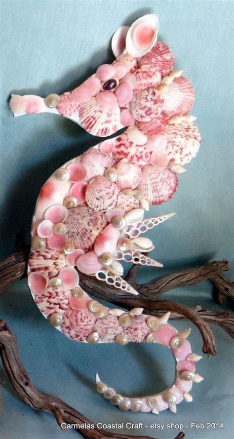 Sea Shell Artpink Shell Sea Horse Beach Decorcoastal Etsy