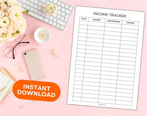 Income Tracker Printable Income Tracker Small Business Finance Planner