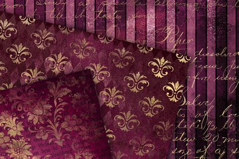 Distressed Burgundy And Gold Textures By Digital Curio Thehungryjpeg