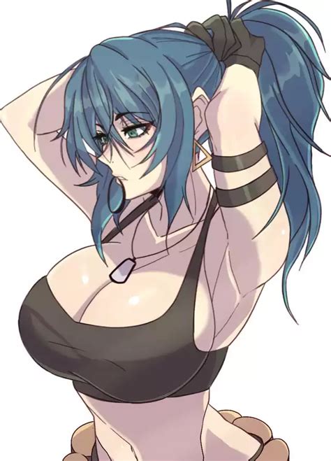 Rule 34 1girls Armband Artist Request Bare Midriff Blue Hair Breasts