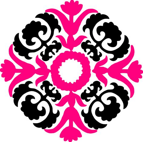 Damask Flourish Pink Black Clip Art At Vector Clip Art