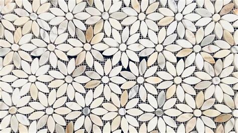 Calacatta Oro Marble Daisy Flower Mosaic Tiles Marblemosaics