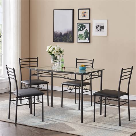 0% interest free credit now available on orders ideal for the modern home or compact city apartment, the palermo dining table includes an extendable feature for when guests. VECELO 5 Piece Dining Table Set Glass Top Rectangle Dine ...