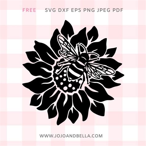 Bee Sunflower Svg • Free Sunflower Clipart For Cricut• Jojo And Bella