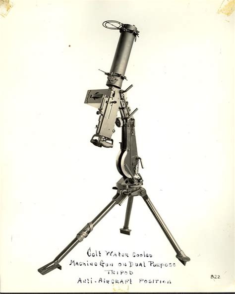 M1917 Browning Heavy Machine Gun Water Cooled On Anti Aircraft Tripod