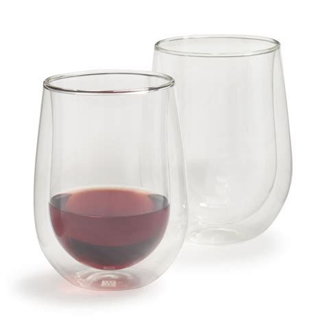 zwilling j a henckels sorrento double wall stemless wine glasses 12 oz set of 2 sur la table