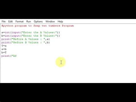 Python Program To Swap Two Numbers Program Youtube