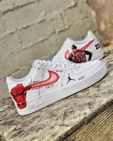 Michael Jordan Custom Shoes Nike Af Sneakers Chicago Bulls Etsy