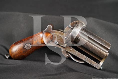 Belgian 9mm Pinfire Lefaucheux 25″ Double Action Pepperbox Pistol