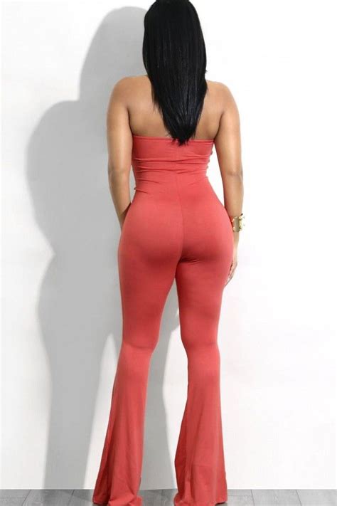 Coral Halter Sleeveless Flared Sexy Jumpsuit 042612 Sexy Rompers And Jumpsuits For Women