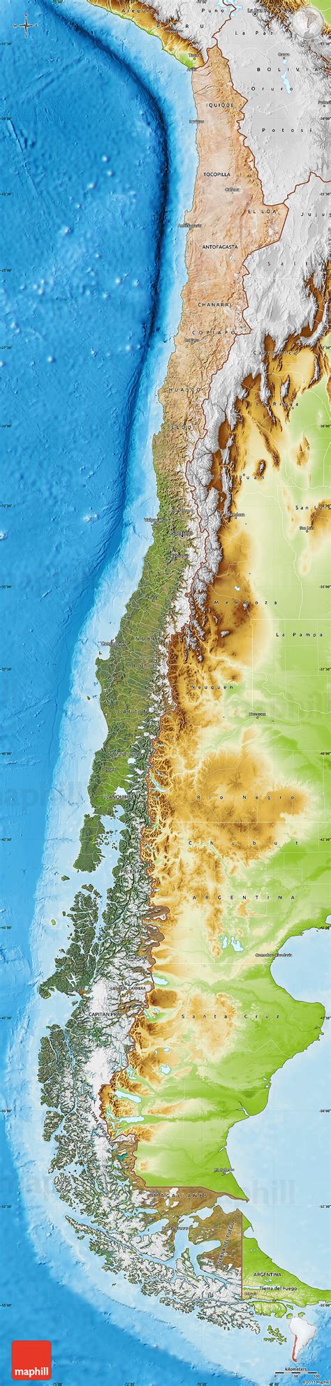 Satellite Map Of Chile Physical Outside