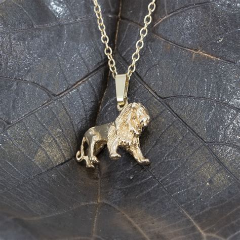 Solid Gold Lion Pendant Custom Made Wild Animal Pendant