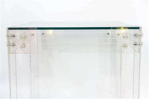 Pair 1970s Lucite And Glass Top End Table At 1stdibs