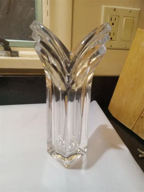 VINTAGE MIKASA ART Deco Clear Crystal V Flute Vase Made In Germany 30