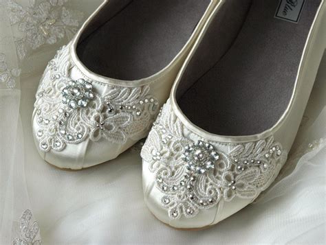 Wedding Shoes Ballet Flats Vintage Lace Swarovski Crystals Womens