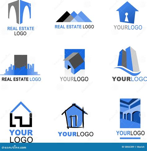 Collection Of Real Estate Logos Stock Vector Illustration Of Card