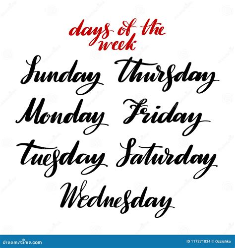 Days Of The Week By Hand Hand Drawn Creative Calligraphy And Brush Pen