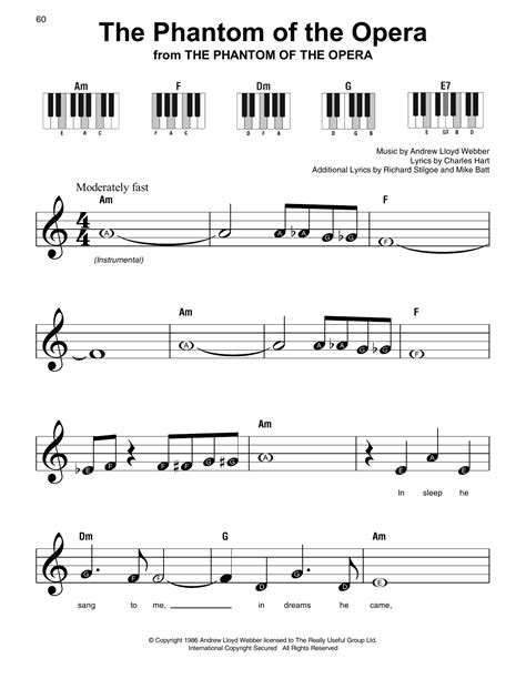 The free piano sheet music is provided for personal enjoyment only, not for resale purposes. The Phantom Of The Opera Sheet Music | Andrew Lloyd Webber | Super Easy Piano
