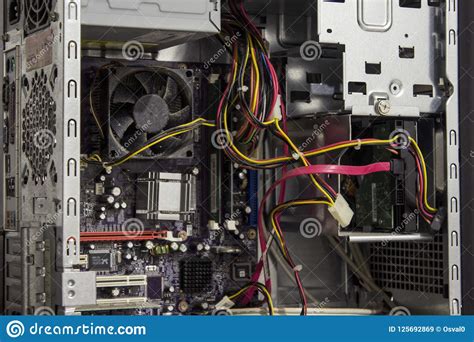 Inside Of A Desktop Computer Cabinet Stock Image Image Of Component