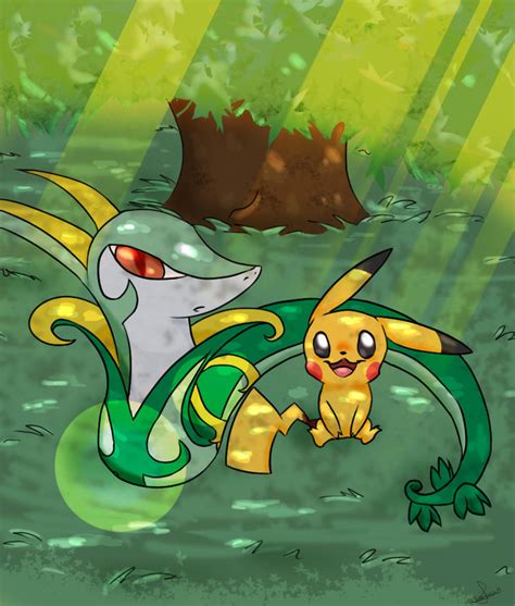 At Pikachu And Serperior By Syoshi On Deviantart