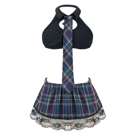 Sexy Adult School Girl Plaid Skirt Suit Plus Size Lingerie Cosplay Costume N16475