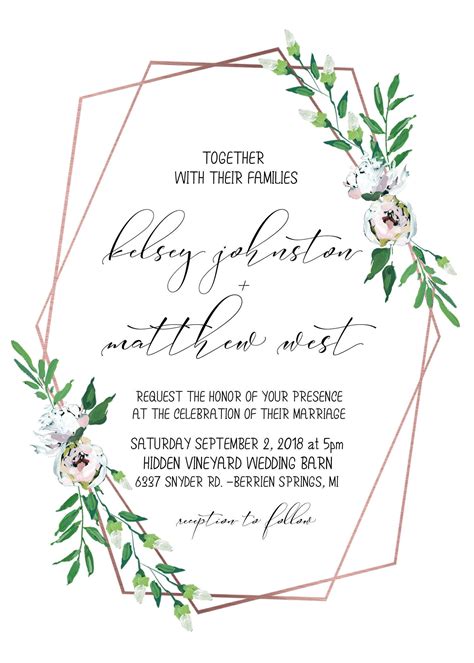 Whether you're looking for an invite for an actual. Greenery Wedding Invitation Printable Minimalist Wedding ...
