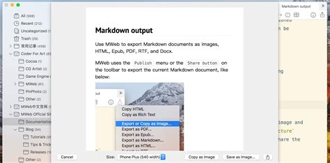 Markdown Output Mweb