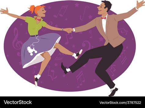 Couple Dancing 1950s Style Rock And Roll Vector Image