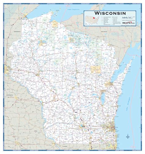 Wisconsin County Highway Wall Map By Mapsales