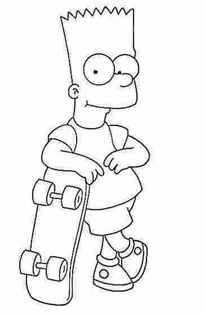 Bart Coloring Simpson Simpsons Skateboarding Skateboard Colouring