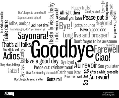 Goodbye Word Tag Cloud, shows words and phrases how to express feelings