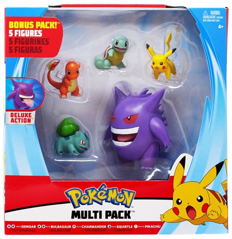 Pokemon Gengar Bulbasaur Charmander Squirtle Pikachu Exclusive 3 Multi Figure 5 Pack Wicked
