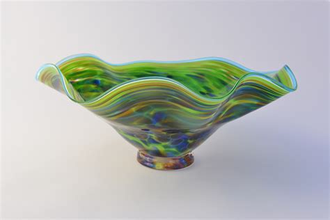 blue green perfection blown glass in bowls