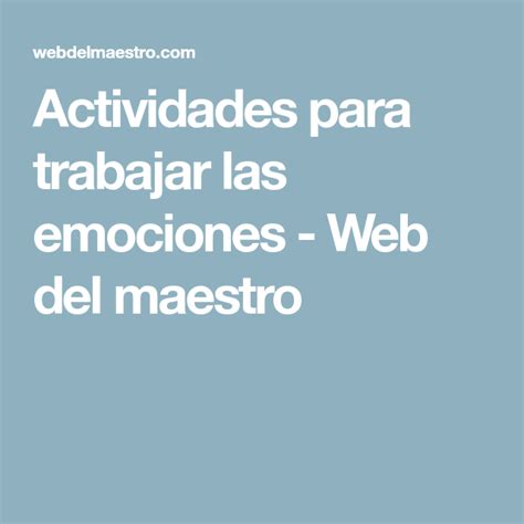 Actividades Para Trabajar Las Emociones Web Del Maestro Feelings And