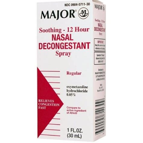 Major Soothing 12 Hour Regular Nasal Decongestant Spray 1 Fl Oz