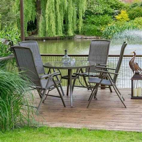 Take a look at our selection of recliners and reclining chairs now! LeisureGrow Verona 4 Seater Recliner Dining Set | Garden ...