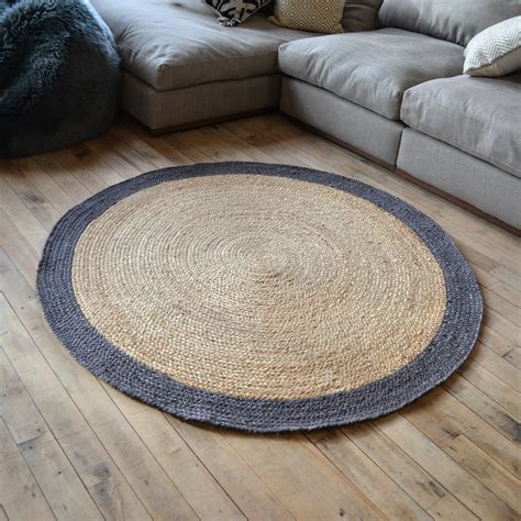 Jute Bordered Circle Rugs In Duck Egg Blue Buy Online From The Rug