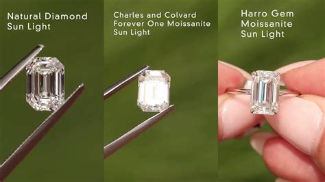 Diamond Vs Moissanite Emerald Cut Youtube