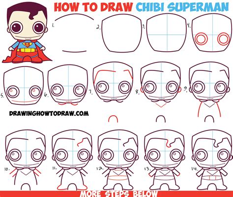 How To Draw Cute Chibi Superman From Dc Comics In Easy Step By Step