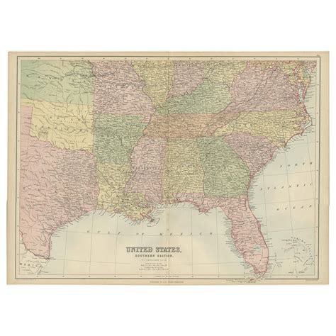 Antique Map Of The United States And Canada By A And C Black 1870 For